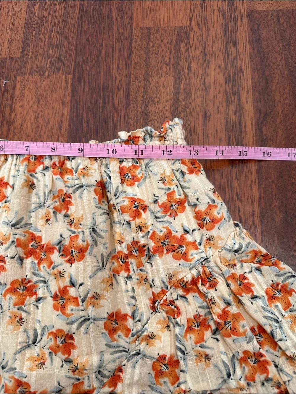 MINKPINK Zahari Floral Tiered Ruffle Mini Skirt in Cream and Rust. Boho S